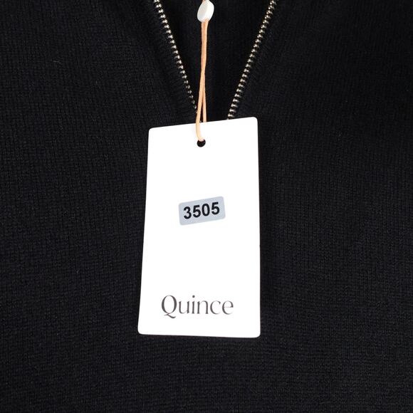 New Quince Men’s Black Mongolian Cashmere Quarter Zip Sweater Luxury XL 3505 - Picture 4 of 9